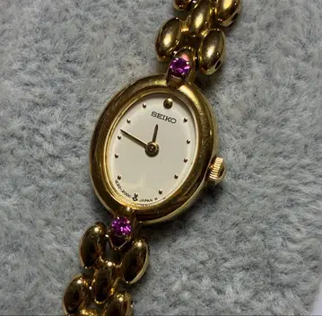 SEIKO 주얼리 브레이슬릿 워치 오벌 컬러 스톤 양호 가동