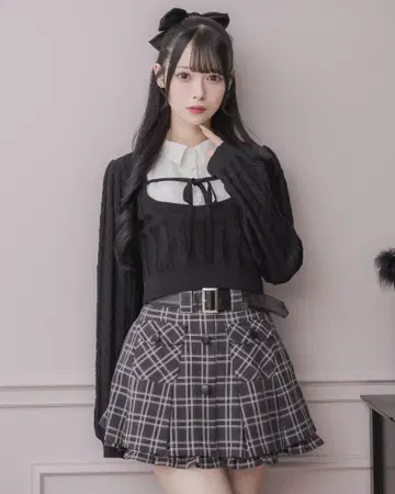 pium 레이어드 케이블 긴팔 니트 블랙