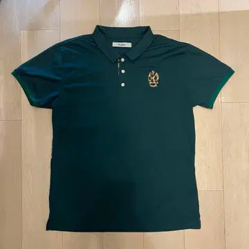 러셀노 다크 그린 피케 셔츠 자수 로고 포함 XL