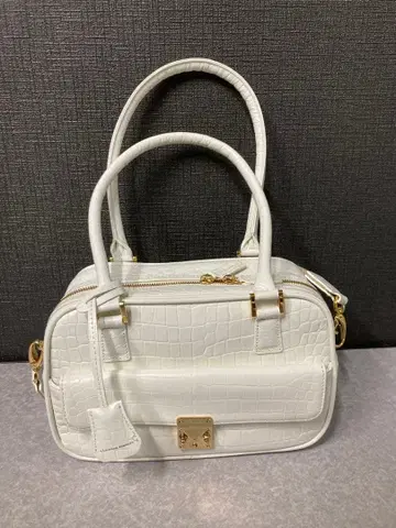레더 쥬얼스 핸드백 숄더백 화이트 악어 엠보싱