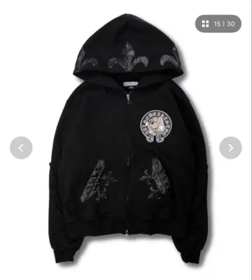 블랙 후드 부착 집업 후드티