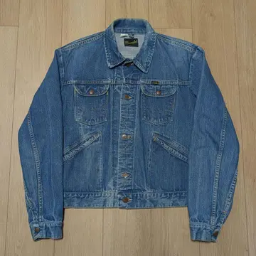 70s Wrangler 124mj 데님 자켓 44 세로 워싱 블랙택