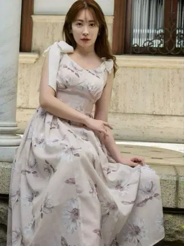 Herlipto 해바라기 프린트 미디 드레스