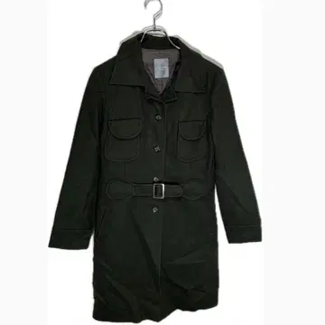 [최고급] 더마 컬렉션 울 큐프라 100% 벨티드 코트 다크 그린