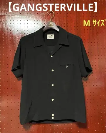 갱스터빌 블랙 남성용 반팔 셔츠 M 자수 디자인