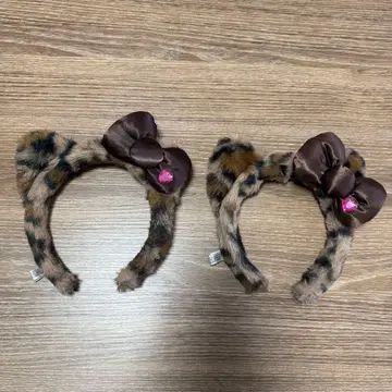 유니버셜 USJ 키티 레오파드 무늬 머리띠 2개