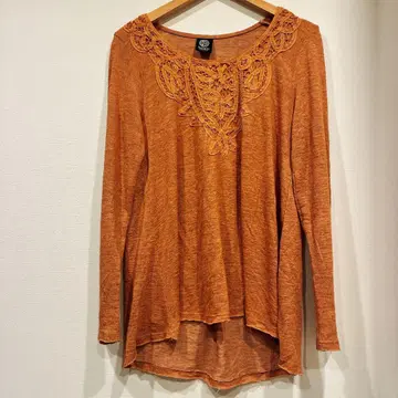 [새상품급] Bobeau 보뷰 오렌지 자수 긴팔 상의 빈티지 봄옷 XL