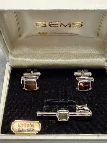 GEMS 실버 넥타이핀과 커프스 단추 세트 sh158
