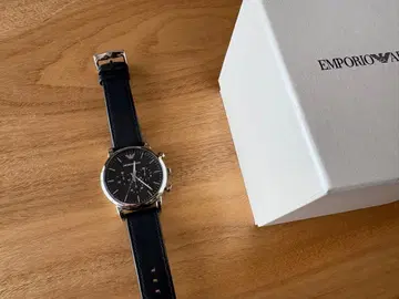 엠포리오 아르마니 크로노그래프 블랙 가죽