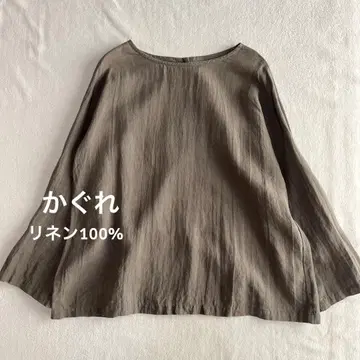 kagure 린넨 100% 2way 블라우스 뒷단추 긴팔