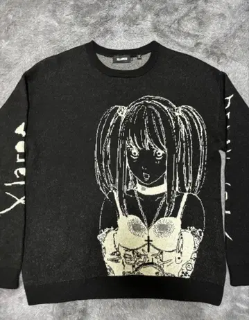 XLARGE 미사미사 니트 (데스노트 콜라보) 블랙 L