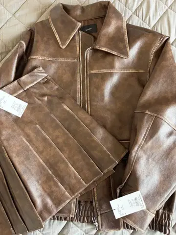 [미사용 새상품] EMODA 에모다 가죽 셋업 상하의 세트 빈티지