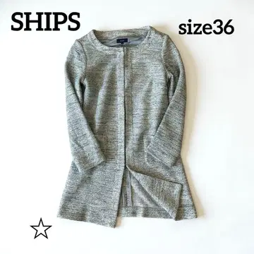 SHIPS 쉽스 노카라 트위드 코트 블루 계열 사이즈 36