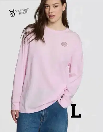 빅토리아 시크릿 핑크 캠퍼스 코튼 긴팔 L