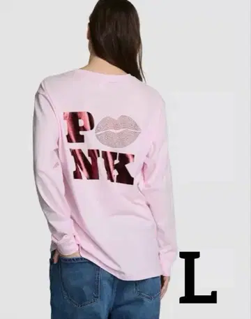 빅토리아 시크릿 핑크 캠퍼스 코튼 긴팔 L