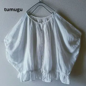 tumugu 츠무구 블라우스 린넨 100% 루즈핏 개더