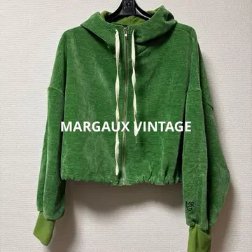 MARGAUX VINTAGE 코듀로이 집업 크롭 후드티