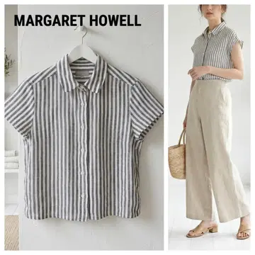 일본제 MARGARET HOWELL 린넨 스트라이프 셔츠 블라우스