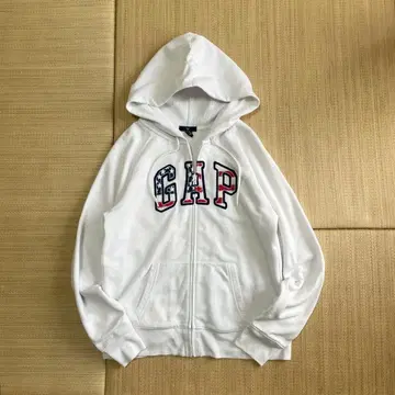 00s gap 갭 풀 집업 후드티 성조기 안감 기모 화이트 L