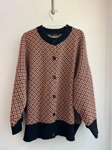 기하학 패턴 니트 가디건 긴팔