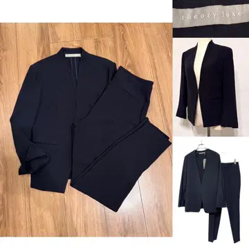 theory luxe 조젯 노카라 자켓 팬츠 셋업