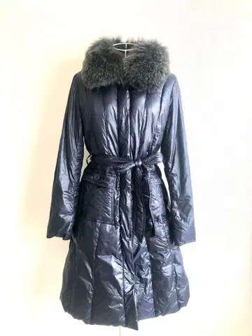 Riviere du Village 다운 코트 무릎 기장 퍼 벨트