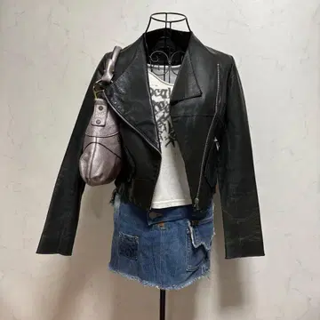 y2k archive faux leather jacket opium 단장