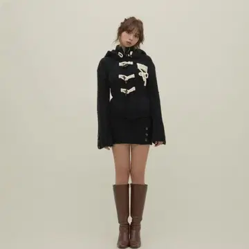 andmary 케이블 니트 재킷 세트업 블랙