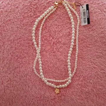 새상품 MARY QUANT 화이트 펄 목걸이