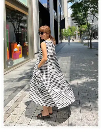 st rooney 깅엄 체크 롱 틸 원피스 전과 루니