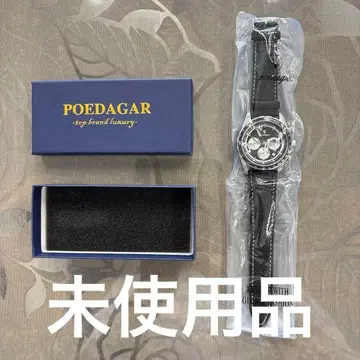 POEDAGAR 크로노그래프 블랙 가죽 시계