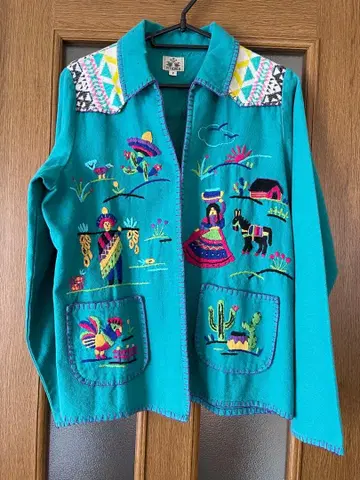 TITICACA 멕시코 자수 자켓 F 터콰이즈