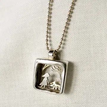 빨간 망토 & 늑대 모티브 실버 925 펜던트