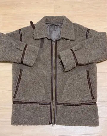플리스 자켓 브라운 가죽 포함