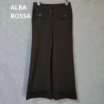 ALBA ROSSA 다크 브라운 스트라이프 와이드 레그 팬츠