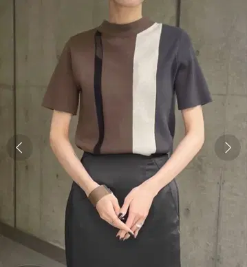 &g'aime 밀라노 리브 바이컬러 하프 슬리브 니트 썸머 니트 이소재