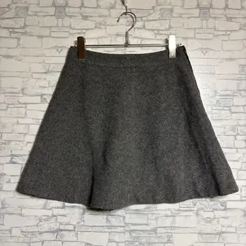 FREE'S SHOP 플리스샵 그레이 플레어 스커트 울 혼방 S