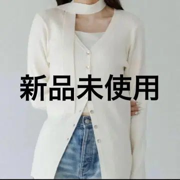 SENEE 완판템 새상품 미개봉 초커 리브 니트 가디건 화이트