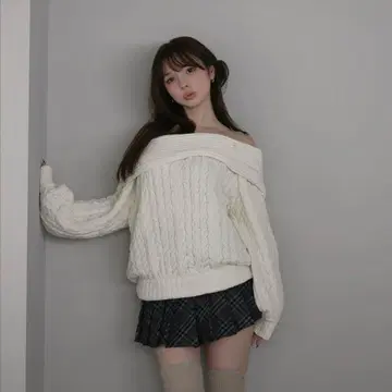 andmary Kiki 케이블 루즈 니트 아이보리