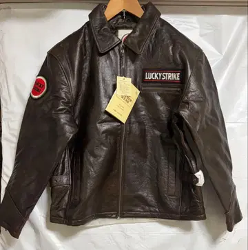 럭키 스트라이크 가죽 자켓, 박스 포함, 양가죽