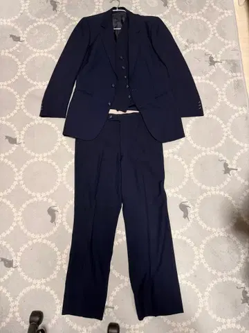 남성용 비즈니스 정장 베스트 포함 다크 네이비 스트라이프 A7