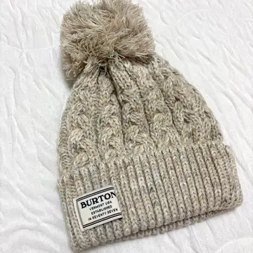 BURTON 베이지 니트 모자 폼폼 포함
