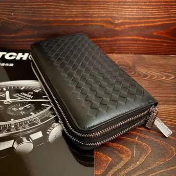 D12 램 가죽 지갑 천연 가죽 대용량 인트레차트 라운드 지퍼 블랙