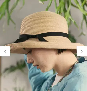 [알뜰 중고품] 이시다 제모 베이지 라피아햇 블랙 리본 포함