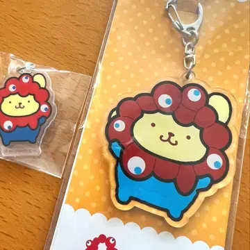 산리오 미야쿠미야쿠 폼폼푸딩 아크릴 키링과 참 2개 세트