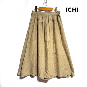 [ ICHI 이치 ] 린넨 코튼 개더 스커트 베이지