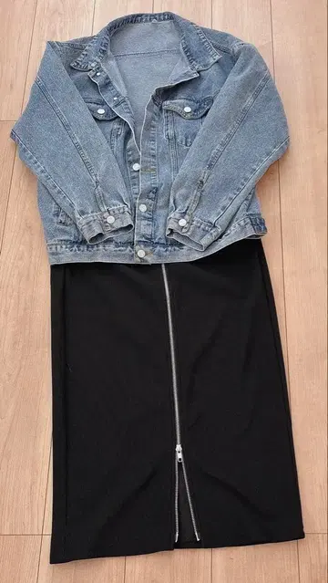 오버 사이즈 데님 자켓 스커트 묶음 판매 GU coca