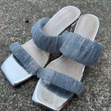 Oriental Traffic 개더 더블 벨트 뮬 샌들