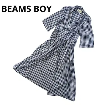 BEAMS BOY 테일러 칼라 깅엄 체크 카슈쿨 원피스
