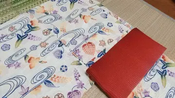 유수문 고전 무늬 유카타 & 반폭 오비 세트